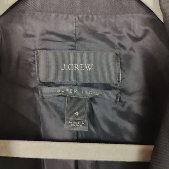 J. Crew Black Lightweight 100% Wool Super 120's Blazer Jacket Women's Size 4 - Picture 4 of 11